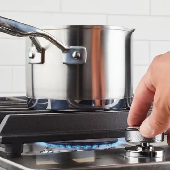 KitchenAid Stainless Steel 3-Ply Base 1.5qt Open Saucepan with Spouts image {6}