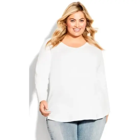 Women's Plus Size V Neck Essential 3/4 Sleeve Tee - white | AVENUE image {3}