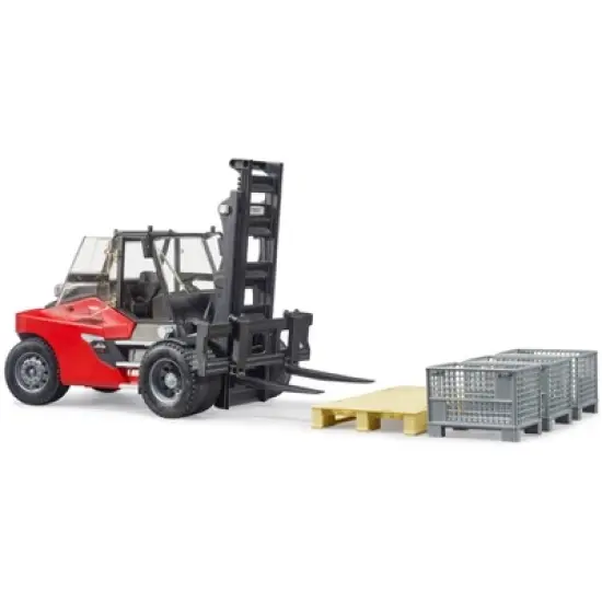 Bruder Linde Hti60 Fork Lift with Pallet and 3 Cargo Cages image {3}