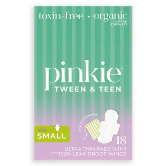 Pinkie Tween & Teen Ultra-Thin Organic Topsheet Pads with Wings - Size Small - 18ct image {14}