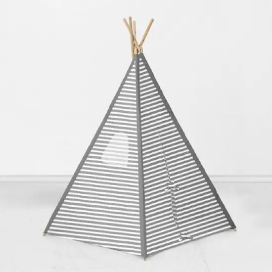 Bacati - Gray Stripes Play Tent for Kids/Toddlers, 100% Cotton Percale Fabric Cover  image {3}
