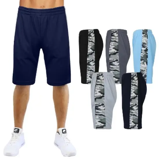 Galaxy By Harvic Men's Moisture Wicking Mesh Shorts With Side Trim Design image {2}