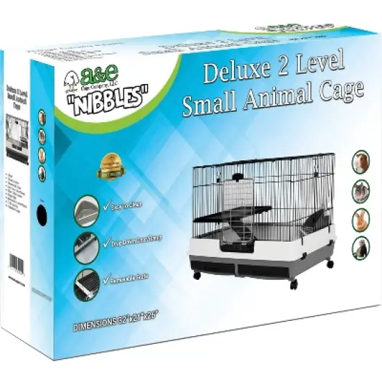 A&E Cage Company Deluxe 2 Level Guinea Pig, Rabbit and Chinchilla Small Cage - Black image {1}