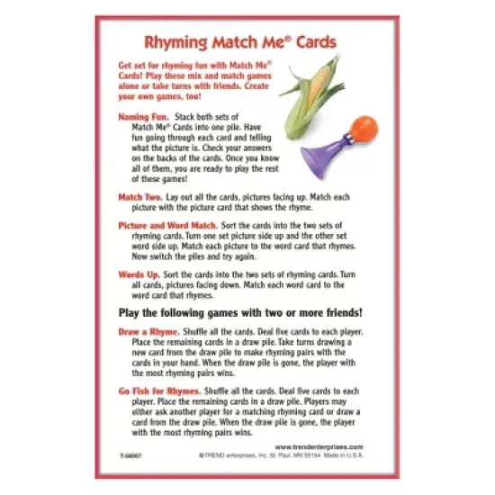 TREND Rhyming Words Match Me Cards, 6 Packs image {5}
