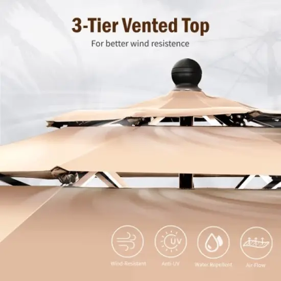 Captiva Designs 6pc Patio Slat-top Square Table & Textilene Reclining Foldable Chairs & Market Umbrella image {13}