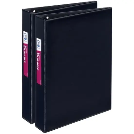 Avery 1" Mini Durable 3 Ring Binders, Round Rings, Holds 5-1/2" x 8-1/2" Paper, 175-Sheet Capacity, Black, 2 Pack (13456) image {7}