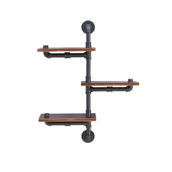31.1" x 24.2" 3 Tier Industrial Pipe Wall Shelf Brown/Black - Danya B. image {4}