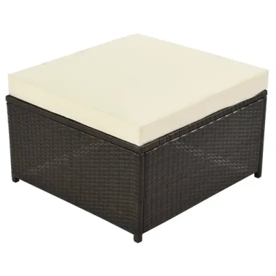 9pc Wicker Patio Sectional Seating Set with Cushions - Beige - GODEER image {11}