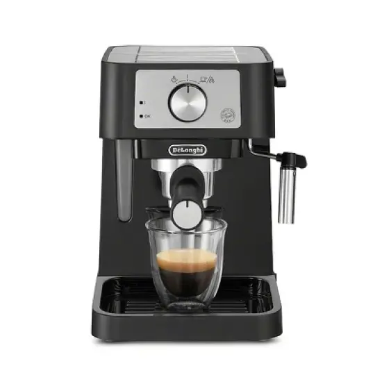 Stilosa Espresso Machine by Delonghi - EC260BK: 15-Bar Pressure, Frothing Wand, Removable Water Reservoir, Dishwasher-Safe Parts image {1}
