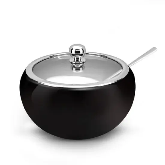 Kook Large Stainless Steel Sugar Bowl and Spoon, Glass Lid, 16 oz image {2}