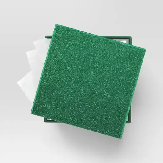 Christmas Wrap Essentials Medium Square Box Green Glitter - Wondershop&trade; image {1}