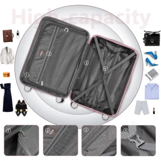 Gulches Luggage Sets 6 Piece with Duffel Bags, Hardside Expandable Suitcases with Spinner Wheels TSA Lock, Pink image {3}
