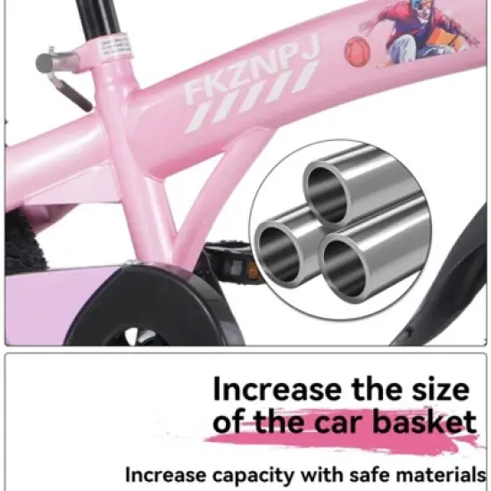 INFURNIC Bicycles 18 Inch Kids Bike with Training Wheels and Adjustable Saddle for Boys and Girls, Pink, 46.4"*20.3"*30.8" image {1}