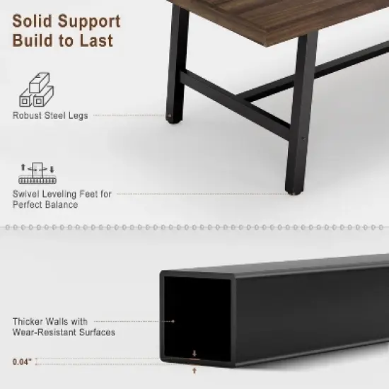 Nasitip Dining Table for 4-6, 63" Long Wooden Kitchen Table with Sturdy Metal Frame,Rectangular Counter for Living Room, Kitchen, Dining Room image {3}