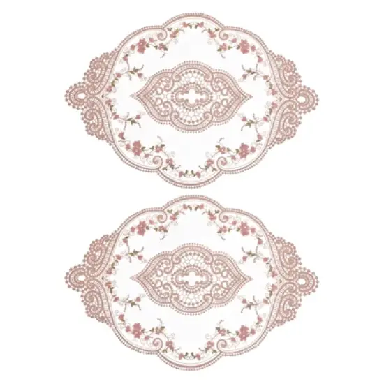 Unique Bargains Polyester Flexible Embroidery Vintage Pattern Washable Table Place Mats 2 Pcs image {10}