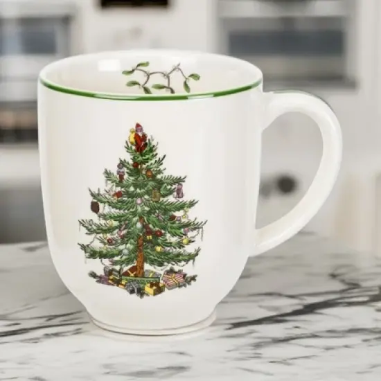 Spode Christmas Tree Cafe Mug (Set of 4) - 14 Oz Ceramic Holiday Coffee Mugs for Tea, Hot Chocolate, Lattes - Microwave & Dishwasher Safe image {5}