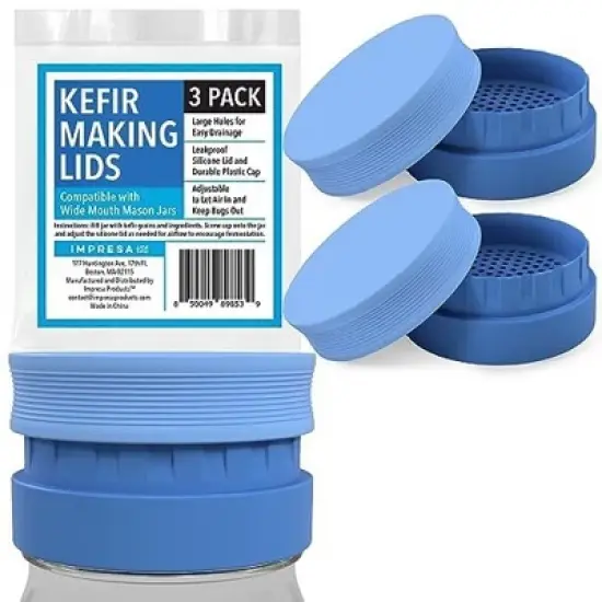 Impresa 3-Pack Kefir Mason Jar Strainer Lids for Making Kefir - Wide Mouth Kefir Strainer Lids image {8}