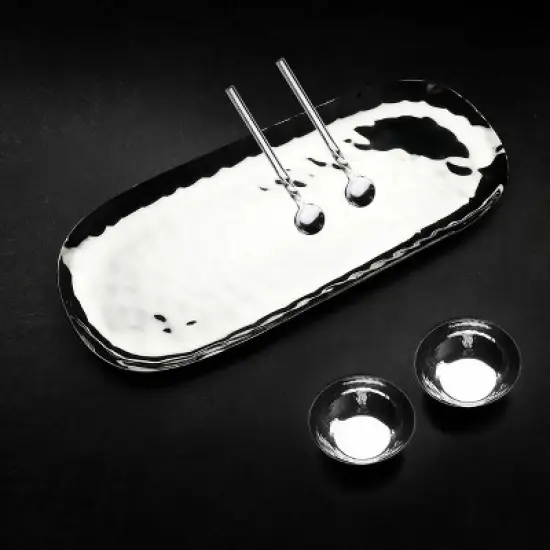 Inox Artisans Polished Hammered Stainless Steel 5 PC Condiment Set image {5}