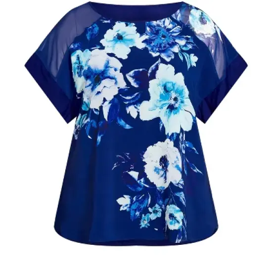 Women's Plus Size Hazel Placement Top  - Blue | AVE STUDIO image {2}