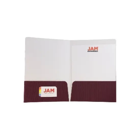 JAM Paper Corrugated Two-Pocket Fluted Folders Burgundy 6/Pack (87497D)  image {2}