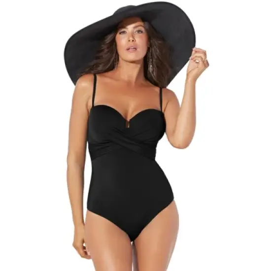 Swimsuits for All Women&rsquo;s Plus Size Twist Underwire Bandeau One Piece Swimsuit image {1}