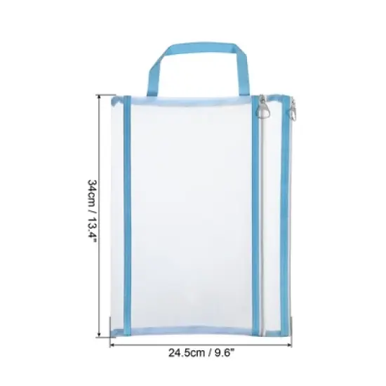 Unique Bargains Nylon A4 Mesh Zippered Clear Files Bag for Office Business with Handle image {1}