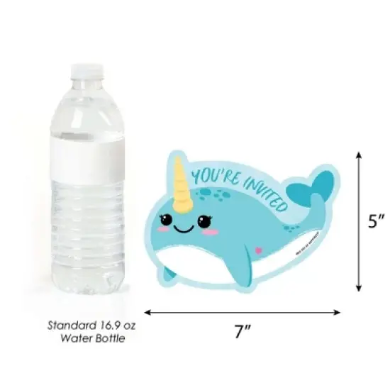 Big Dot of Happiness Narwhal Girl - Shaped Fill-in Invites - Under The Sea Baby Shower or Birthday Party Invitation Cards with Envelopes - Set of 12 image {3}