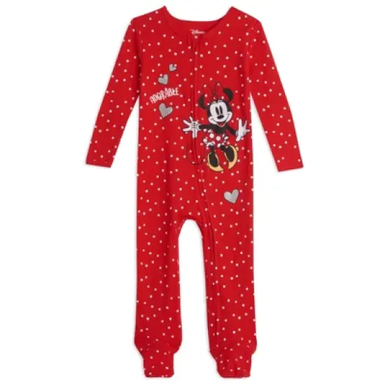 Disney Minnie Mouse Baby Girls 2 Pack Zip Up Sleep N' Play Coveralls Newborn to Infant  image {2}