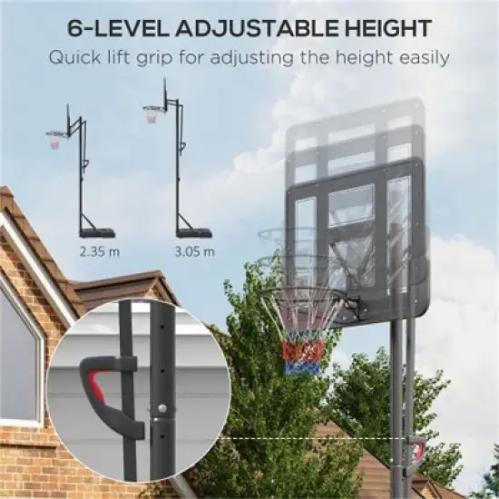 YONWAY Portable Basketball Hoop, 7.7-10' Height Adjustable Basketball Goal with 43" Shatterproof Backboard, Wheels,Fillable Base for Youth, Adults image {5}