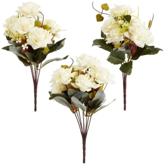 Farmlyn Creek 4 Piece Artificial White Roses, Fake Faux Flowers Plants with Ceramic Vase for Indoor Spring Home Decor image {7}