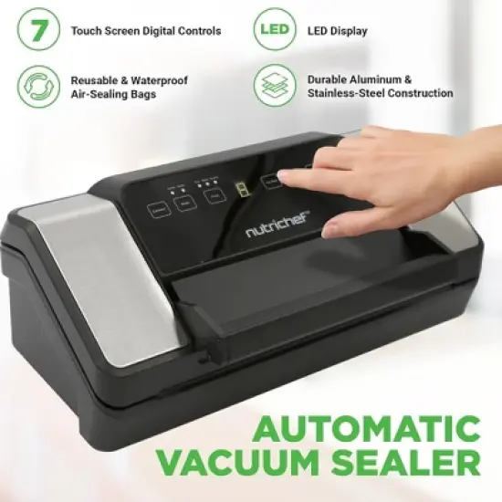 NutriChef Automatic Vacuum Sealer with Dual Sealing, Roll Cutter - Black image {2}