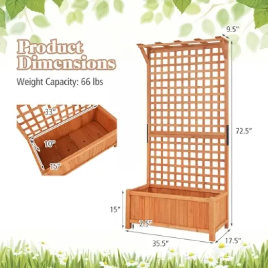 Costway Raised Garden Bed Planter Box Climbing Plants Container with Trellis &Hanging Roof image {2}