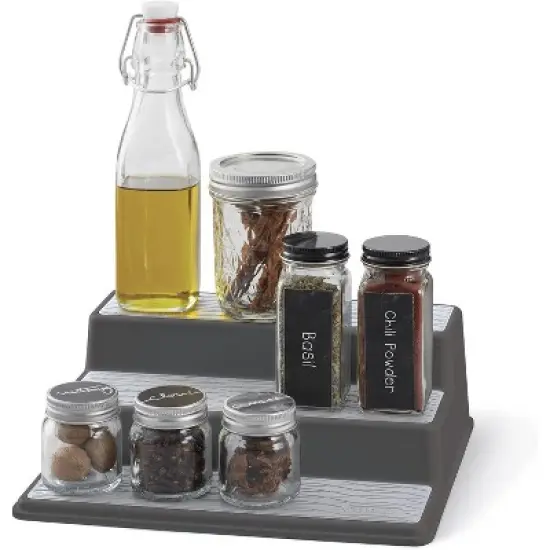 Copco Non-Skid 3-Tier Spice Pantry Kitchen Cabinet Organizer  10-Inch, Charcoal image {2}