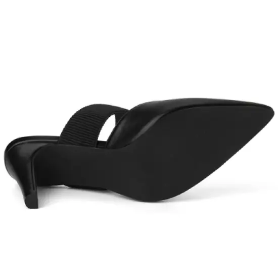 Allegra K Women's Pointed Toe Elastic Strap Stiletto Heels Mules image {5}