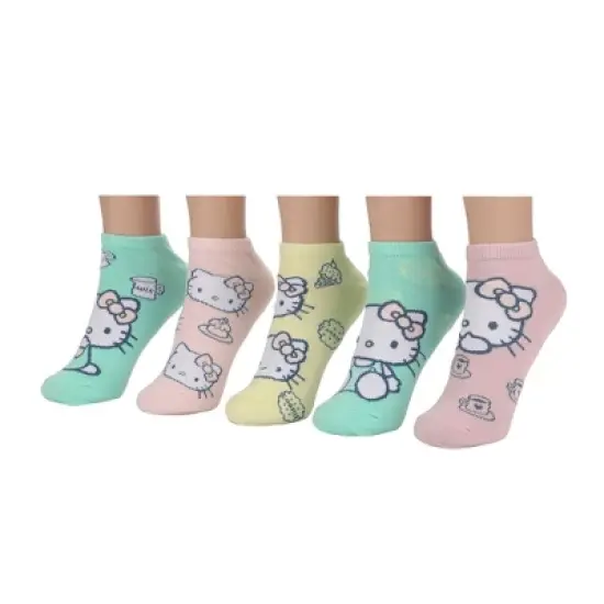 Hello Kitty Characters AOP Scalloped Cuffs Womens Ankle Socks 5 Pack image {5}