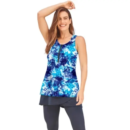 Swim 365 Women&rsquo;s Plus Size Zip Front Posture Bra Tankini Top image {4}