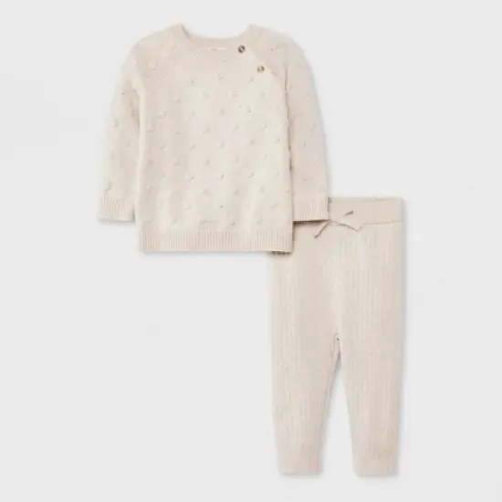 Baby Fluid Bobble Sweater Top & Bottom Set - Cat & Jack&trade; Cream image {3}