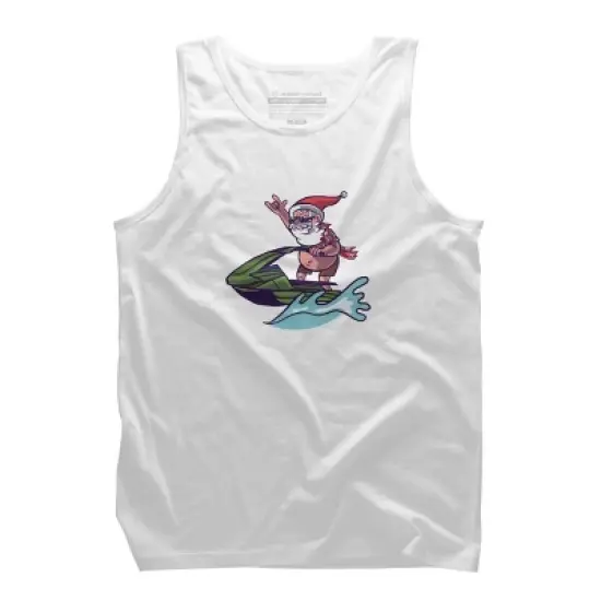 Men's Design By Humans Christmas Cartoon Santa Riding A Jet Ski By rasok Tank Top image {6}
