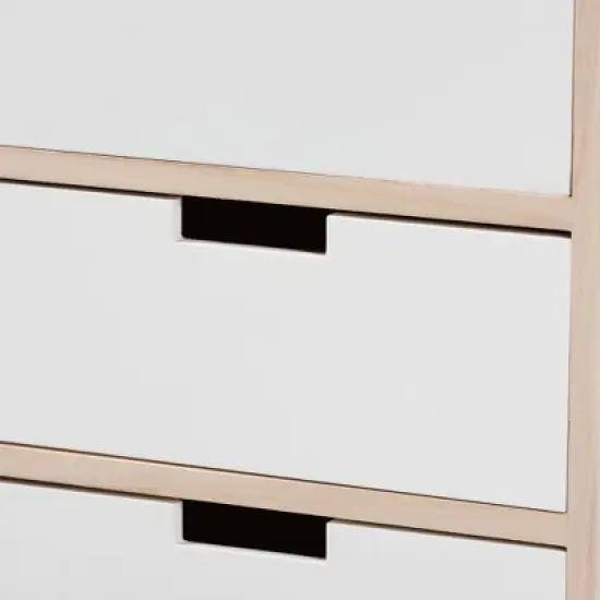 Halian Two-Tone Wood 3 Drawer Nightstand White/Light Brown - Baxton Studio image {7}