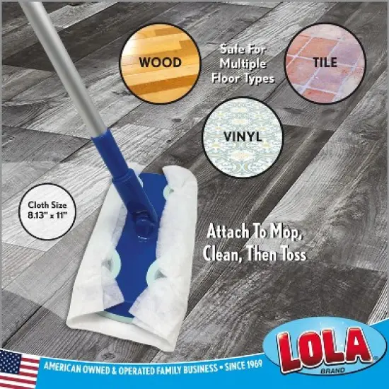LOLA Products Dry Sweeping Cloth Refill Pads, Unscented, Compatible with Swiffer Floor Mop, Comparable to Swiffer Refills, 11" x 8.13", 32 Pack image {6}