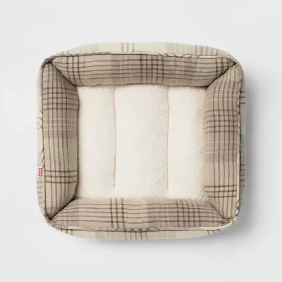 Orthopedic Plaid Flannel Cuddler Dog Bed - Cream/Brown - Boots & Barkley&trade; image {1}