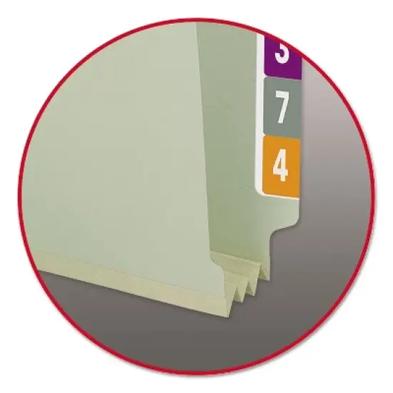 Smead End Tab Pressboard Classification Folders, Two SafeSHIELD Coated Fasteners, 3" Expansion, Legal Size, Gray-Green, 25/Box image {1}
