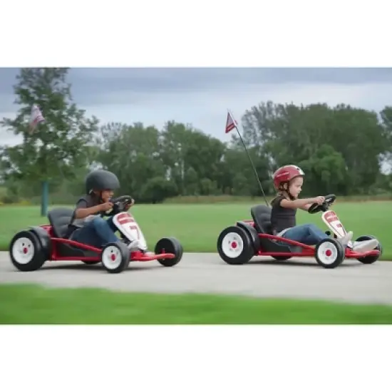 Radio Flyer 941 Hertz Battery Powered Adjustable Seat Kids Ultimate Outdoor Racing Go Kart Rider for kids Ages 3 to 8 Years Old, Red image {5}