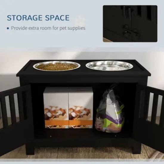 Kumasinova Large Dog Food Storage Container,Elevated Dog Bowls with Storage Cabinet Containing Large 37L Capacity,Raised Dog Bowl Stand image {3}