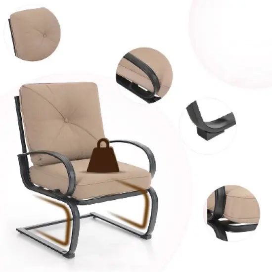 Captiva Designs 7pc Outdoor Dining Set with C-Spring Motion Chairs & Metal Table with Umbrella Hole image {10}