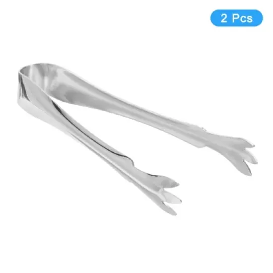 Unique Bargains Stainless Steel Mini Sugar Cube Tongs 2 Pcs image {2}