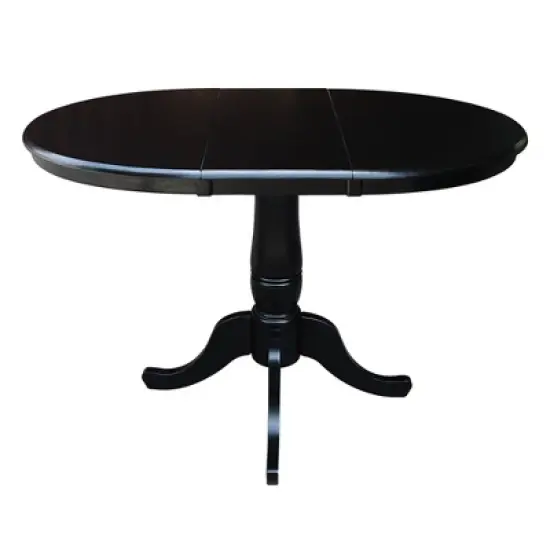 36" Round Top Pedestal Dining Table with 12" Drop Leaf - International Concepts image {4}