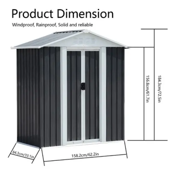 Outdoor Metal Storage Shed,storage Shed With Aluminum Alloy Frame With Metal Base,Tool Shed For Patio Garden Backyard-Coolbibila image {3}