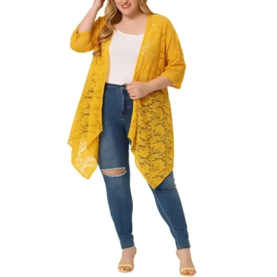 Agnes Orinda Women's Plus Size Draped Shawls Lightweight Open Front Lace Cardigans image {9}