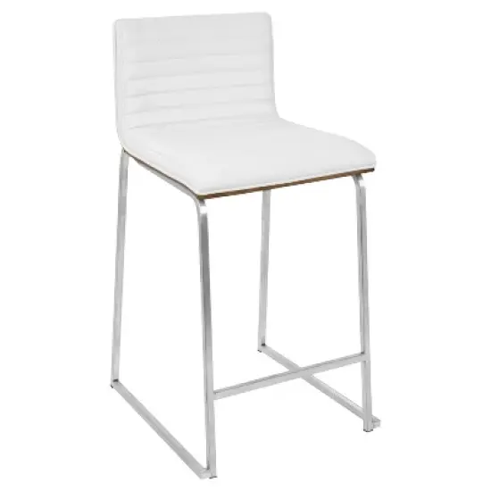 Set of 2 26" Mara Contemporary Counter Height Barstool White - Lumisource image {2}